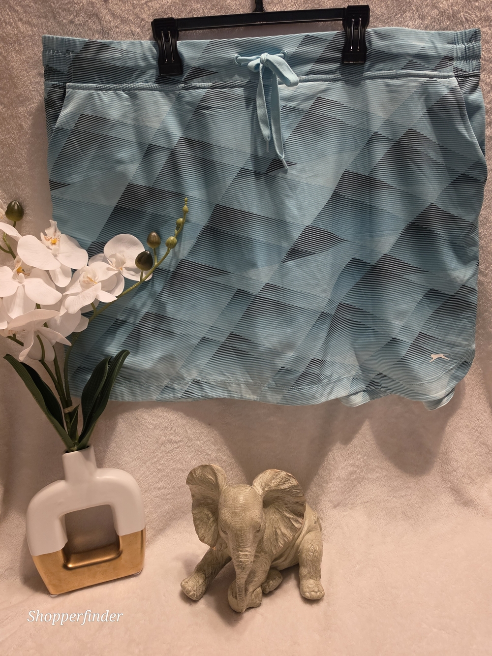 Slazenger Light Blue Geometric Drawstring Mini Skirt